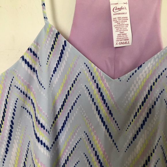 CANDIES Womens Spaghetti Straps Top Size XS Juniors Semi Sheer Lined Loose New - Picture 3 of 7
